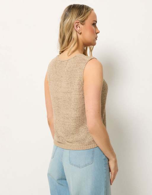 Long Tall Sally Knitted vest top in natural, 3 of 4