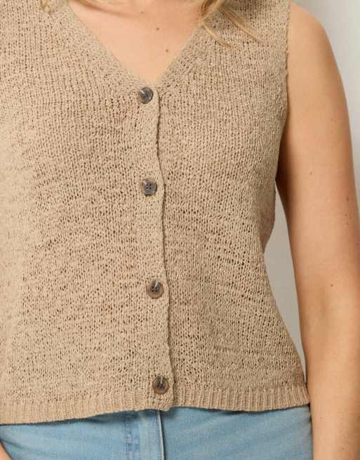 Long Tall Sally Knitted vest top in natural, 4 of 4