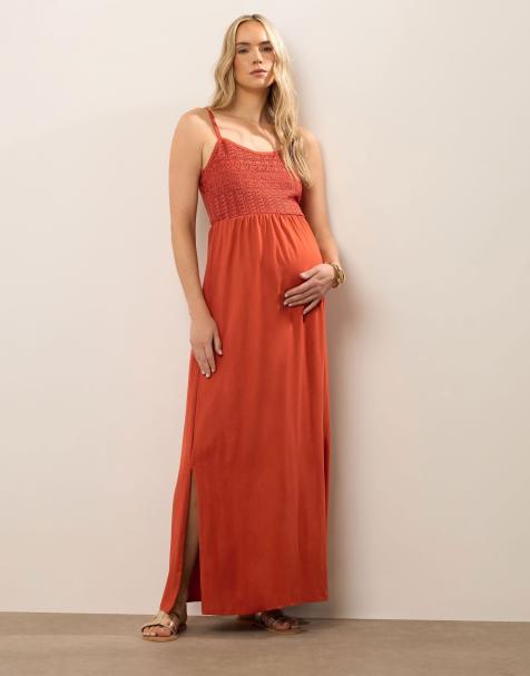 Long Tall Sally Maternity crochet bust maxi dress in orange - view 1