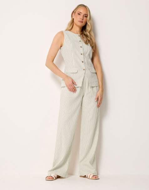 Long Tall Sally Pinstripe waistcoat in white