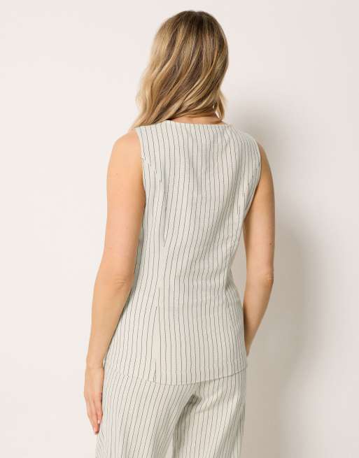 Long Tall Sally Pinstripe waistcoat in white, 2 of 4