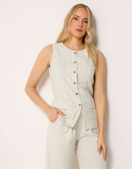Long Tall Sally Pinstripe waistcoat in white, 4 of 4