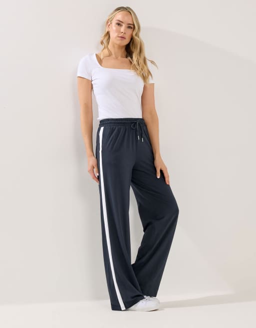 Long Tall Sally Pipe detail wide leg joggers in blue, 3 of 4