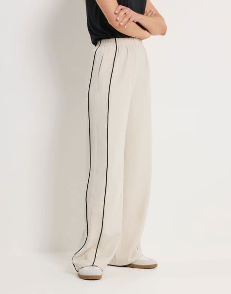 Long Tall Sally Piped wide leg trousers in ivory - view 1