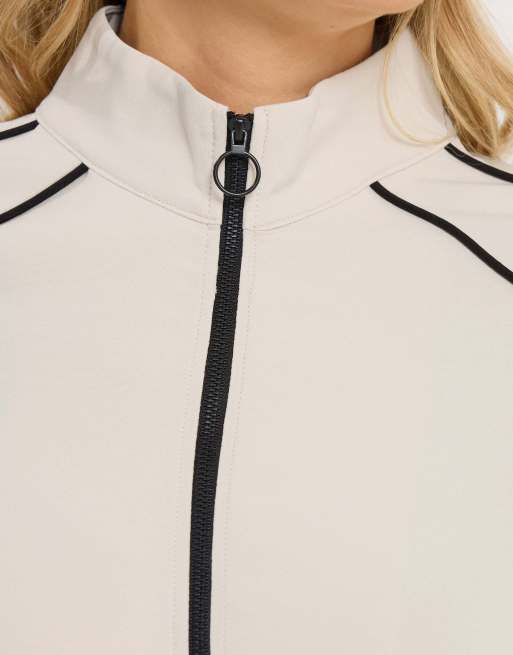 Long Tall Sally Piped zip through jacket in ivory, 4 of 4