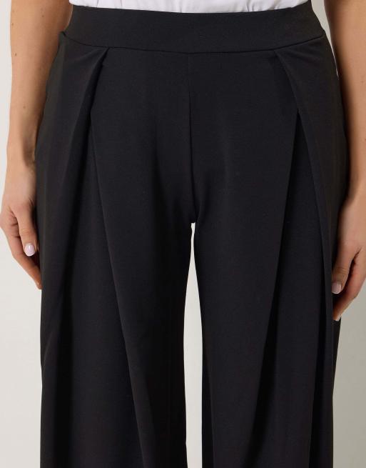 Long Tall Sally Pleat front wide leg trousers in black, 3 of 4