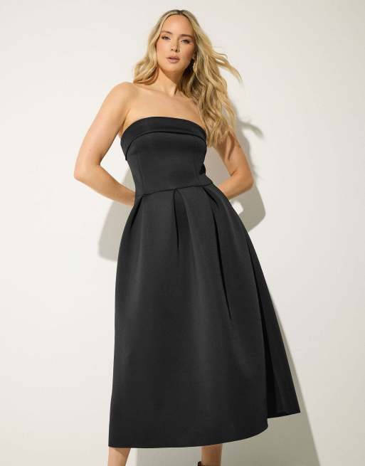 Long Tall Sally Pleated detail midi dress in black, 4 of 4