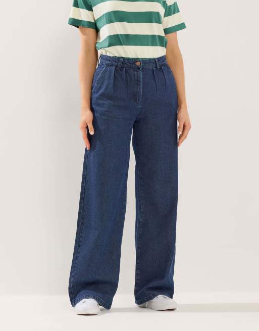 Long Tall Sally Pleated wide leg jeans in blue, 2 of 4