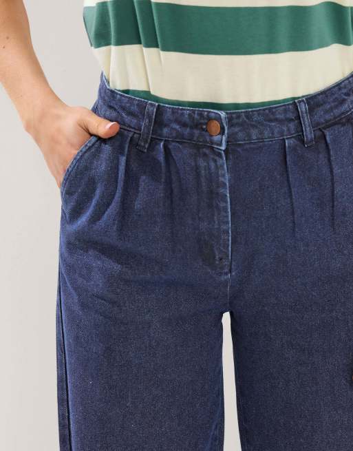 Long Tall Sally Pleated wide leg jeans in blue, 4 of 4