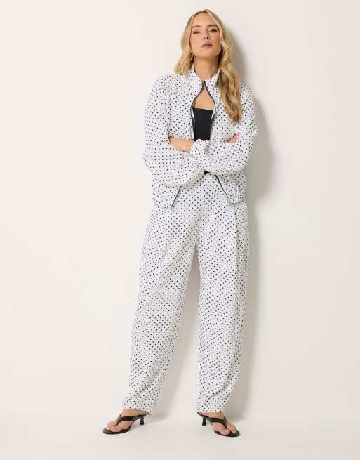 Long Tall Sally Polka dot funnel neck jacket in white, 4 of 4