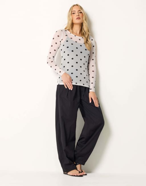 Long Tall Sally Polka dot mesh top in white, 2 of 4