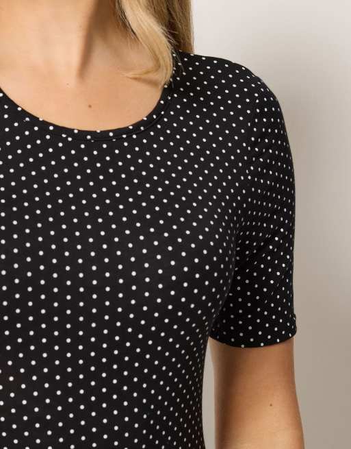 Long Tall Sally Polka dot short sleeve maxi dress in black, 4 of 4