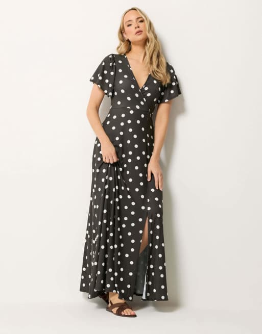 Long Tall Sally Polka dot wrap maxi dress in brown, 2 of 4