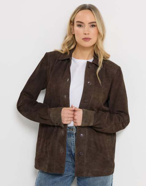 Long Tall Sally Premium suede jacket in brown