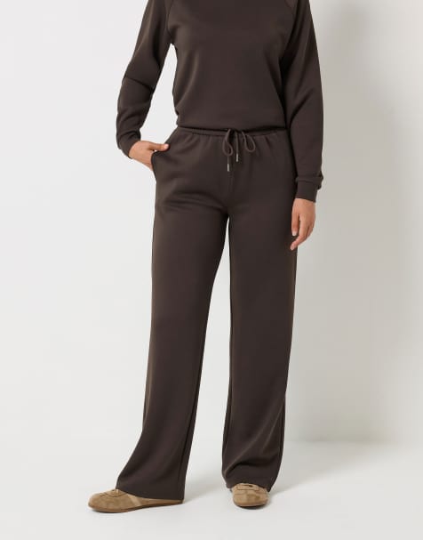 Long Tall Sally Premium wide leg joggers in brown - view 1