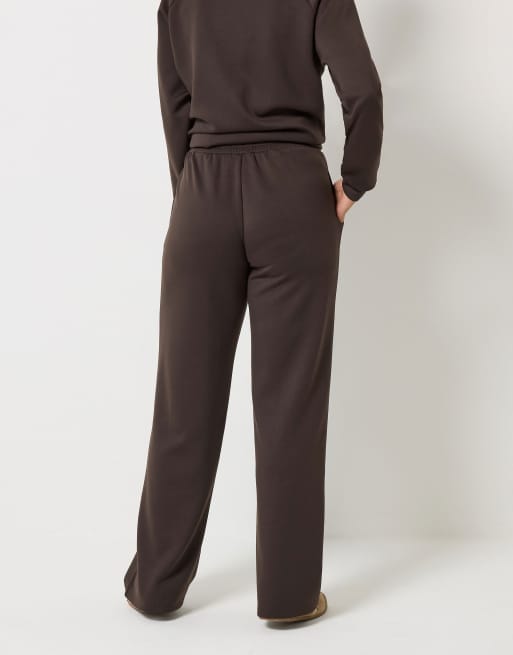 Long Tall Sally Premium wide leg joggers in brown, 3 of 4