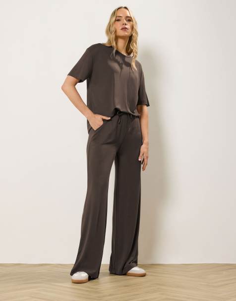 Long Tall Sally Premium wide leg trousers in brown - view 1