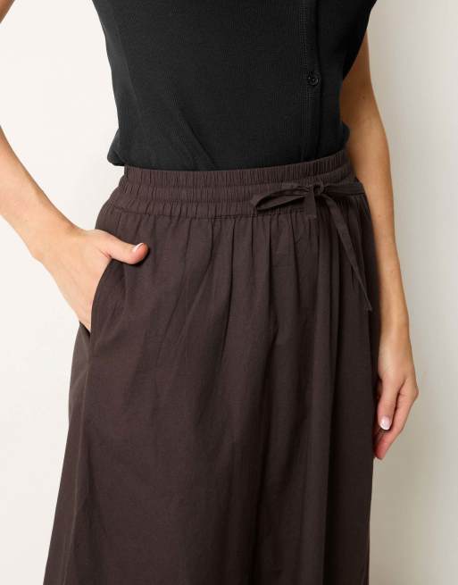 Long Tall Sally Pull on maxi skirt in brown, 4 of 4