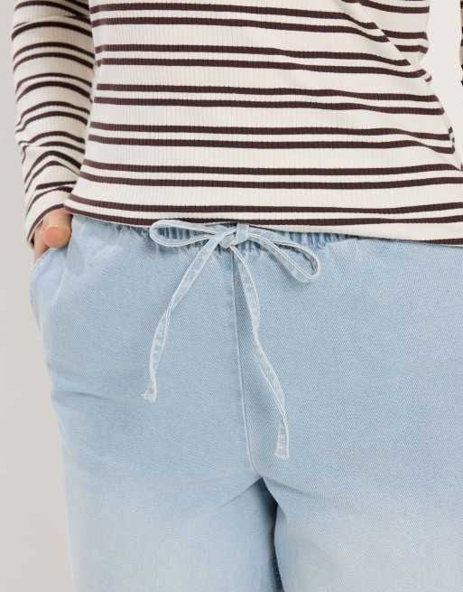 Long Tall Sally Pull on wide leg jeans in blue, 4 of 4
