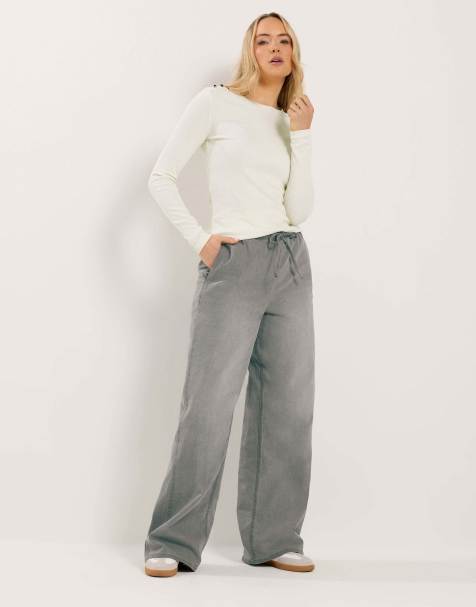 Long Tall Sally Pull on wide leg jeans in grey - view 1