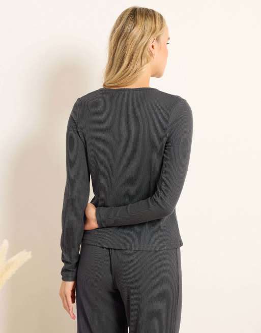Long Tall Sally Ribbed cardigan in grey, 2 of 4