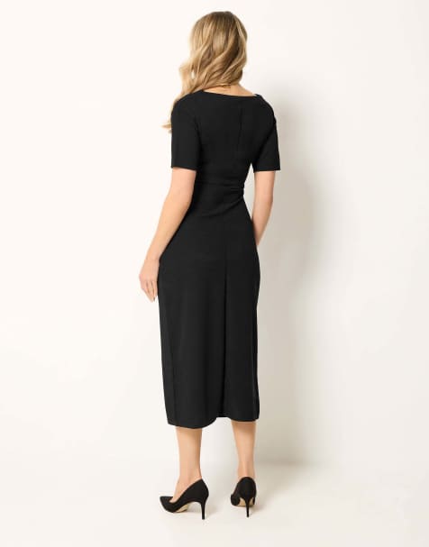 knee length dresses for ladies Lisa Barron | ZETA Short Sleeve Side Split Gown