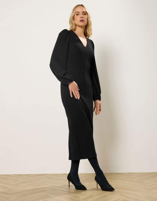 Long Tall Sally Seam front midi dress in black, 4 of 4