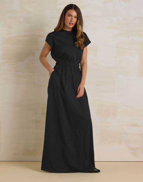 Long Tall Sally Shirred waist maxi dress in black - view 1