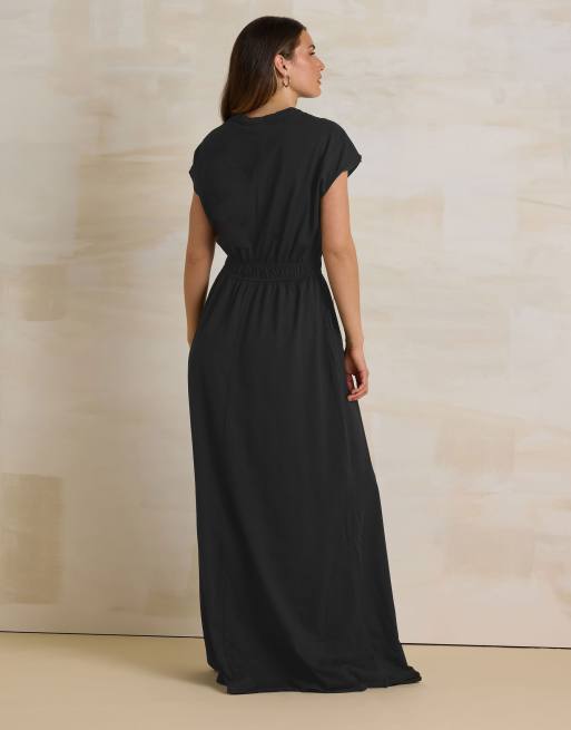 Long Tall Sally Shirred waist maxi dress in black, 2 of 4
