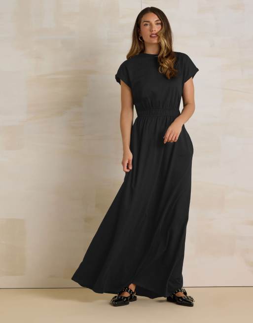 Long Tall Sally Shirred waist maxi dress in black, 4 of 4