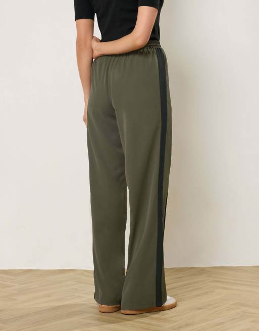 Long Tall Sally Side stripe wide leg trousers in green, 3 of 4