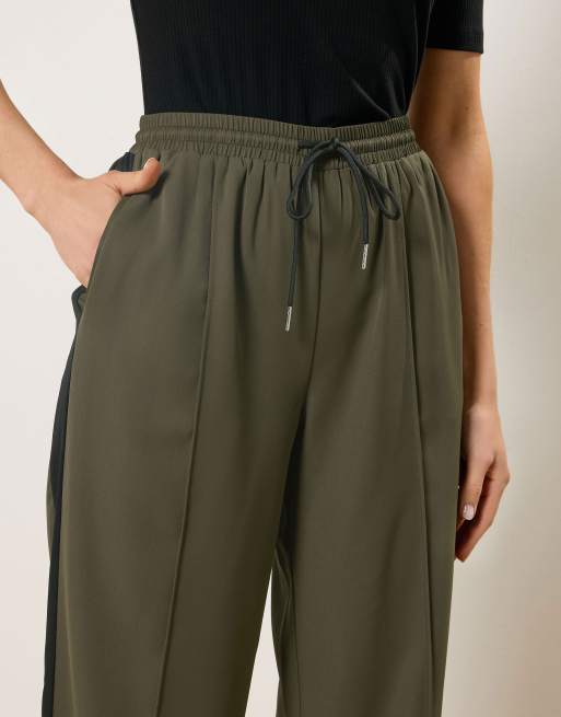 Long Tall Sally Side stripe wide leg trousers in green, 4 of 4
