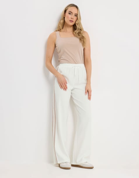 Long Tall Sally Side stripe wide leg trousers in ivory - view 1