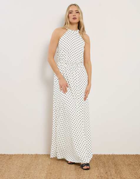 Long Tall Sally Spot halter neck dress in white - view 1