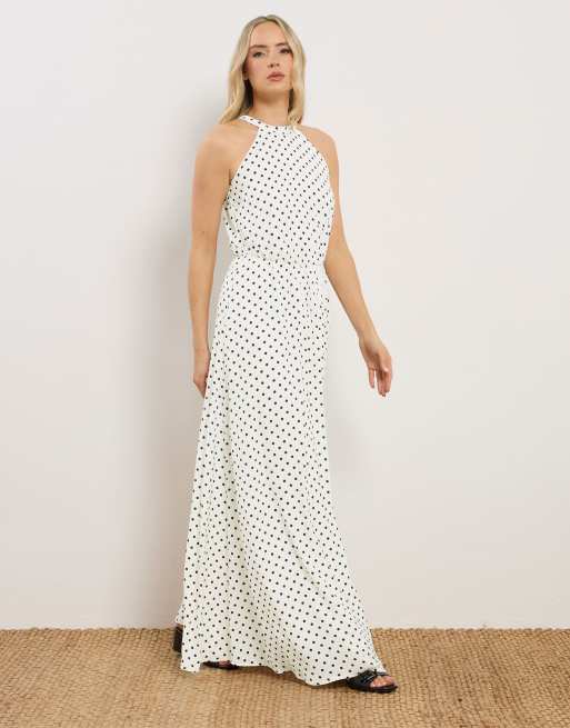 Long Tall Sally Spot halter neck dress in white, 2 of 4