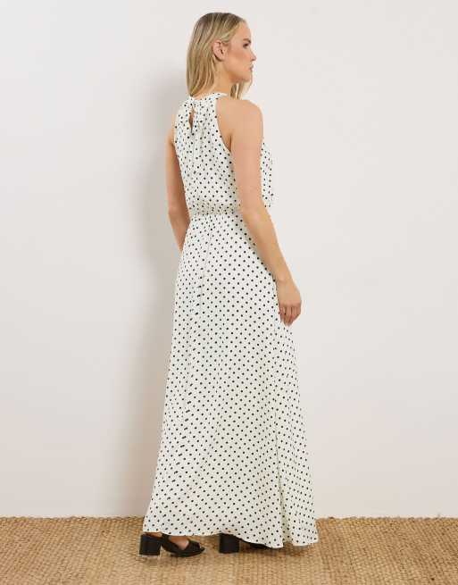 Long Tall Sally Spot halter neck dress in white, 3 of 4