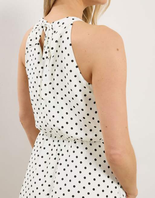Long Tall Sally Spot halter neck dress in white, 4 of 4