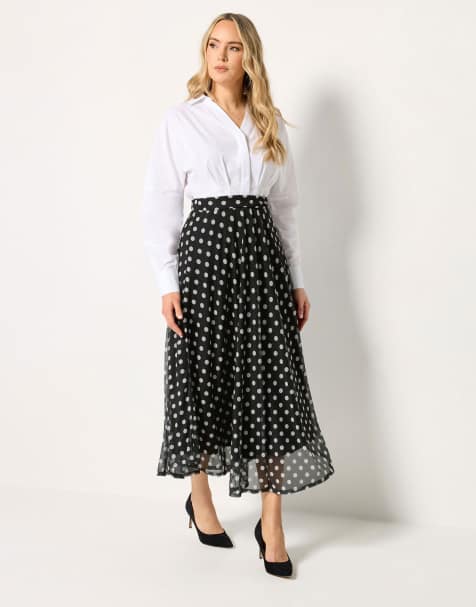 Long Tall Sally Spot mesh midi skirt in black