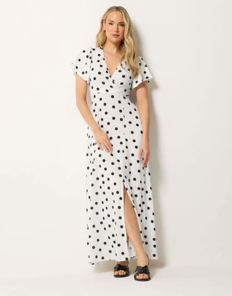 Long Tall Sally Spot wrap maxi dress in white