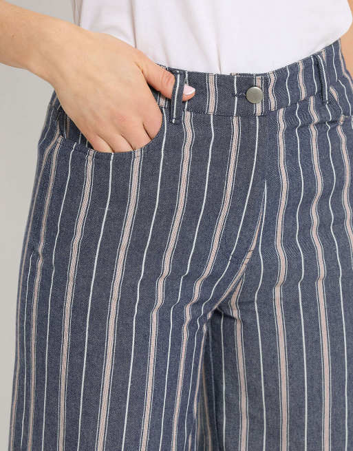 Long Tall Sally Stripe denim wide leg jeans in blue, 4 of 4