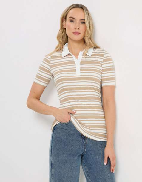 Long Tall Sally Stripe polo top in natural