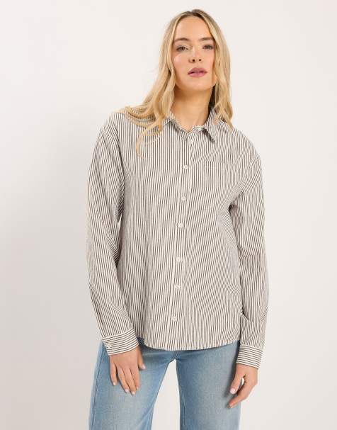 Long Tall Sally Stripe shirt in ivory - view 1