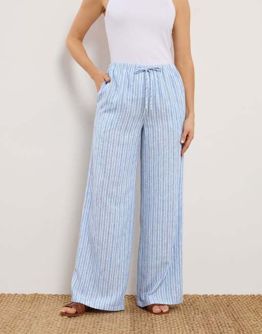 Long Tall Sally Stripe wide leg trousers in blue, 2 of 4