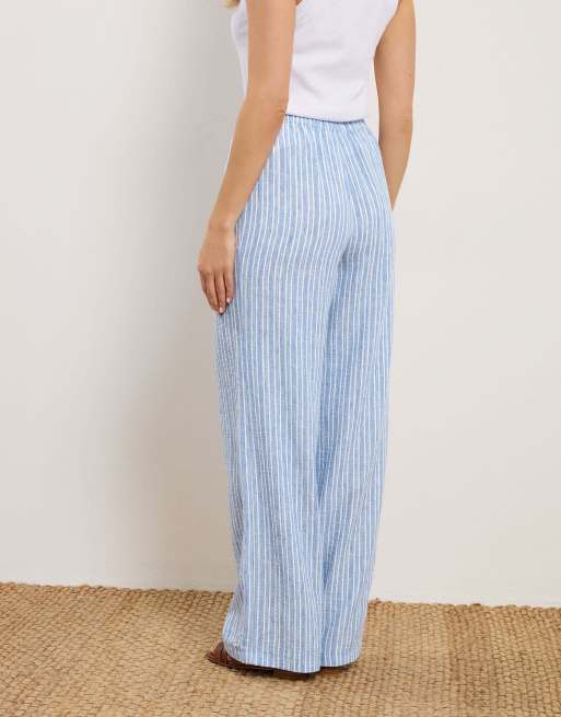 Long Tall Sally Stripe wide leg trousers in blue, 3 of 4