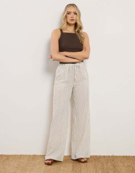 Long Tall Sally Stripe wide leg trousers in ivory - view 1