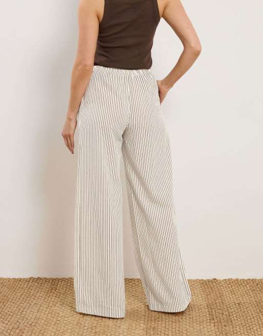 Long Tall Sally Stripe wide leg trousers in ivory, 3 of 4