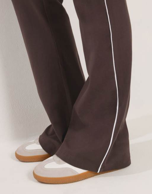 Long Tall Sally Striped flare leggings in brown, 4 of 4