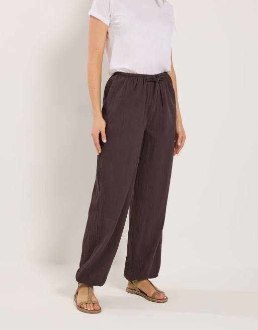 Long Tall Sally Textured cuffed trousers in brown, 2 of 4