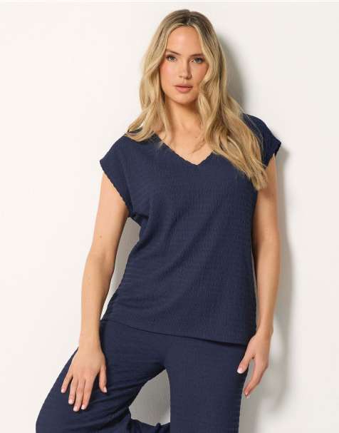 Long Tall Sally Textured top in blue - view 1