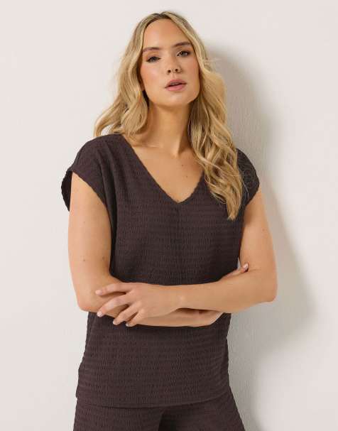 Long Tall Sally Textured top in brown - view 1